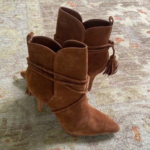 Schutz Shoes heel ankle boots brown leather with tassels